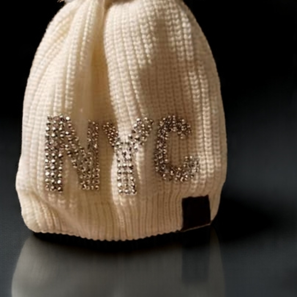 Elegant Cream Beanie with Silver Accents